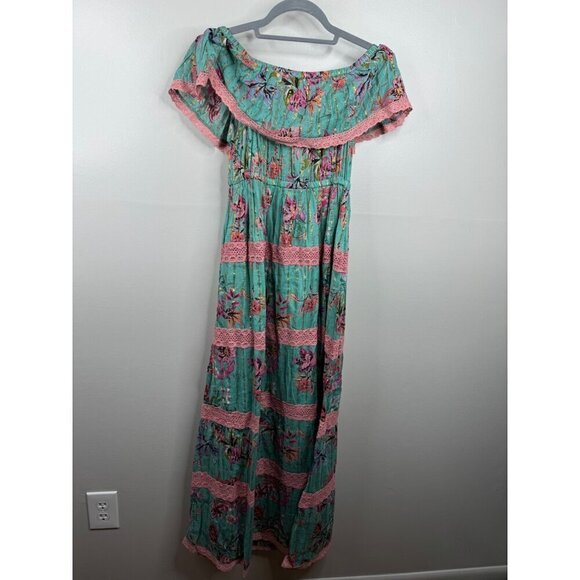 BAROK PARIS Floral Off the Shoulder Cotton Blend Maxi Dress Size S NWT $199 - Picture 8 of 9
